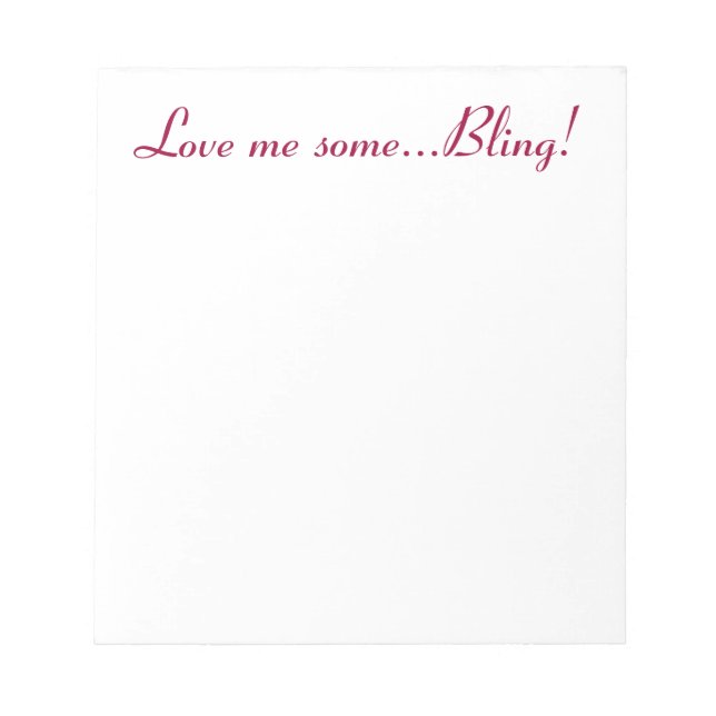 Bling Liebe Shiny Funkelnd Girly Juwelierschmuck Notizblock (Vorderseite)