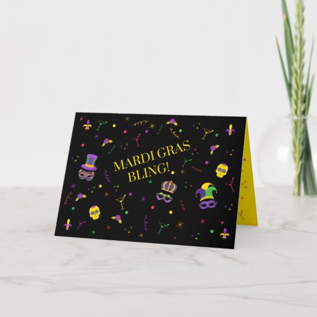 BLING MARDI GRAS DANKESKARTE (Vorderseite)
