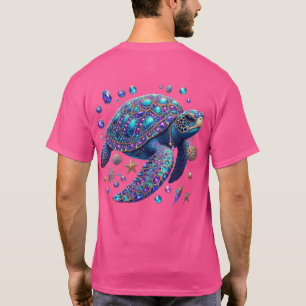 Bling Meeresschildkröte Blau Lila Türkis Gold T-Shirt
