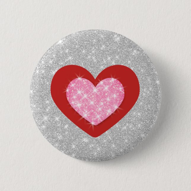 Bling Pink Liebe Herz Button (Vorderseite)