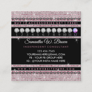 Bling Pink Schmuck Diamant Punch Treue Quadratische Visitenkarte
