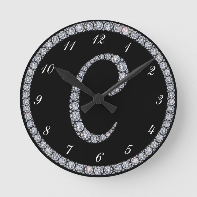 Bling Ringuhr c-Monogramms Runde Wanduhr (Vorderseite)