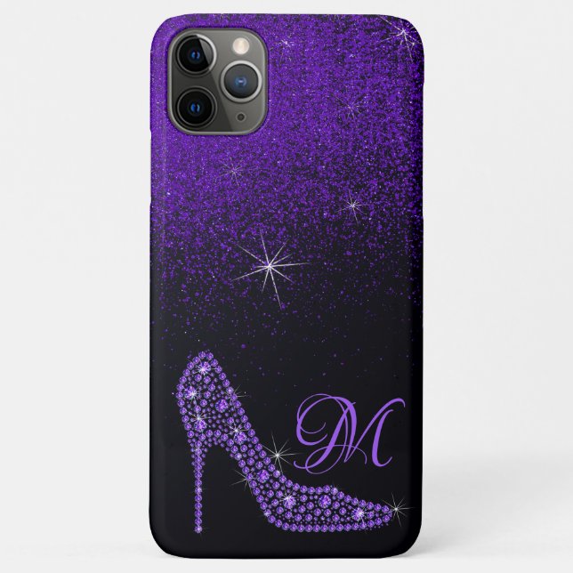 Bling Sparkle Diamond Glitzer High Heels Lila Case-Mate iPhone Hülle (Rückseite)