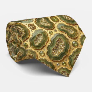Bling & Sparkle Luxus-Olivgold-Geoden-Halstuch Krawatte