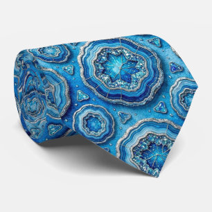 Bling & Sparkle Luxus-Ozeanblauer Geode-Halstuch Krawatte