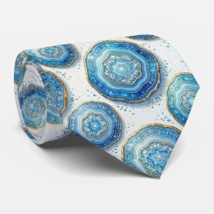 Bling & Sparkle Luxus-Ozeanblauer Geode-Halstuch Krawatte