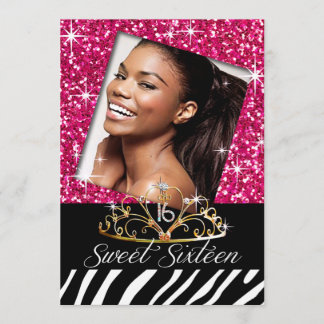 Bling Tiarazebra-Bonbon 16 Geburtstags-Feier Einladung