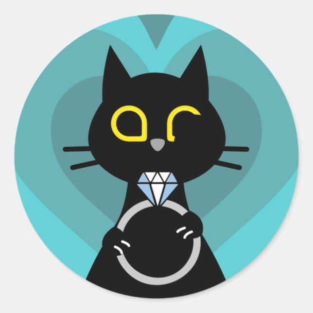 BLING WINK - Vorschlag für eine schwarze Katzenauf Runder Aufkleber (Vorderseite)