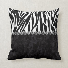 Bling Zebradruckschwarz-Samtdiamant Kissen