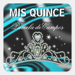 Blinged heraus Quinceañera funkelnde Tiara Quadratischer Aufkleber