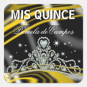 Blinged Out Quinceañera Sparkling Tiara Quadratischer Aufkleber