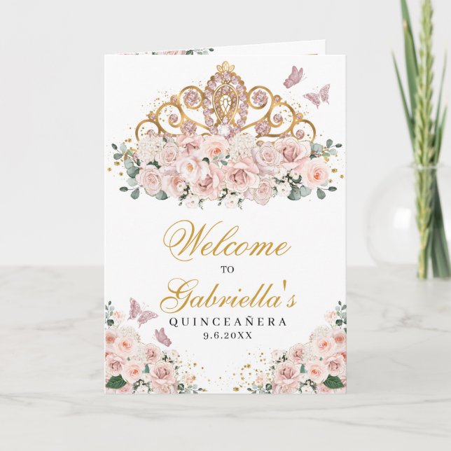 Blink Pink Butterfly Tiara Quinceanera Programm (Vorderseite)