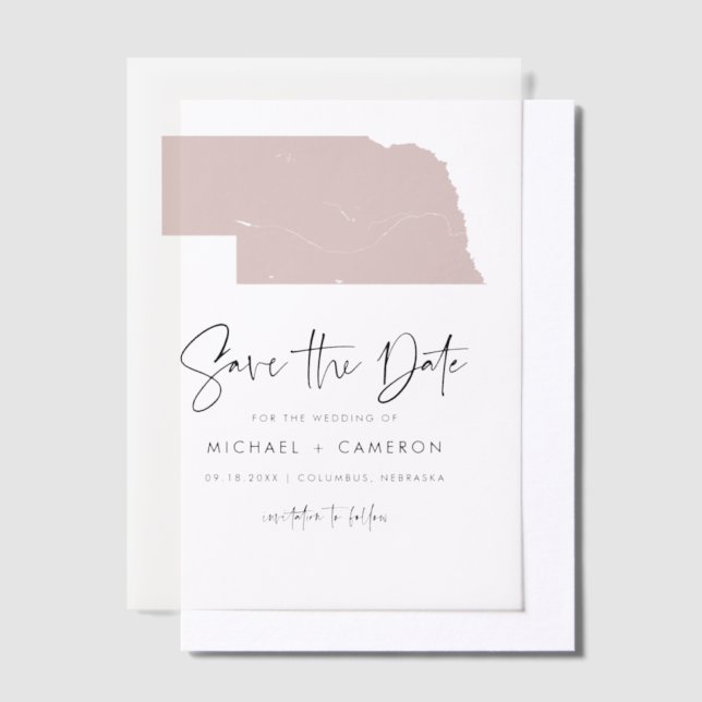Blink Pink Nebraska Karte Save the Date Minimalist (Versetzt)