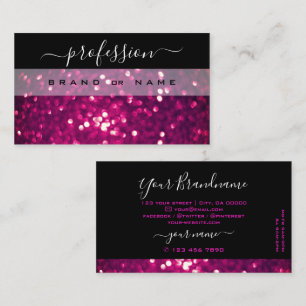 Blinkend Schwarz Pink Lila Sparkle Glitzer Glamour Visitenkarte