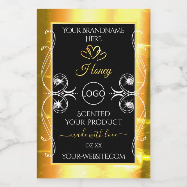 Blinkende Dazzling Gold Black Product Labels Logo  Lebensmitteletikett (Einzelnes Label)