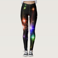 Blinkende, farbenfrohe Glitzer Stars Black Yoga