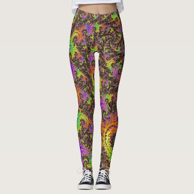 Blinkendes Abstraktes Fraktal Leggings (Vorderseite)