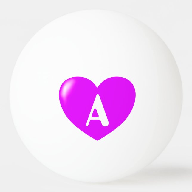 Blinkes rosafarbenes Herz mit eigenem Monogramm Tischtennisball (Vorderseite)