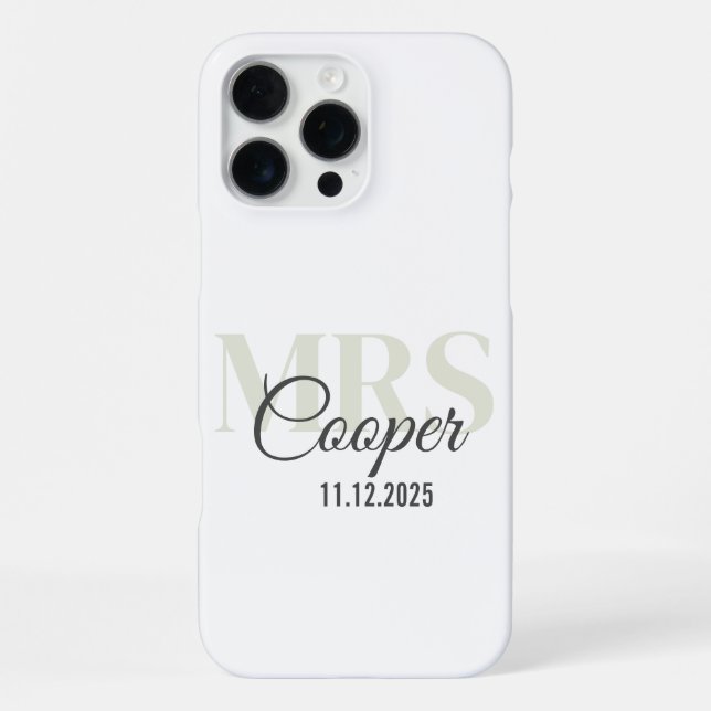 Blinkname mit dem Hochzeitdatum Weißer Farbtext iPhone 16 Pro Max Hülle (Rückseite)