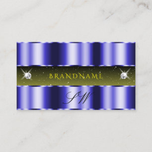 Blinky Blue Yellow Black Sparkle Jewels Initials Visitenkarte