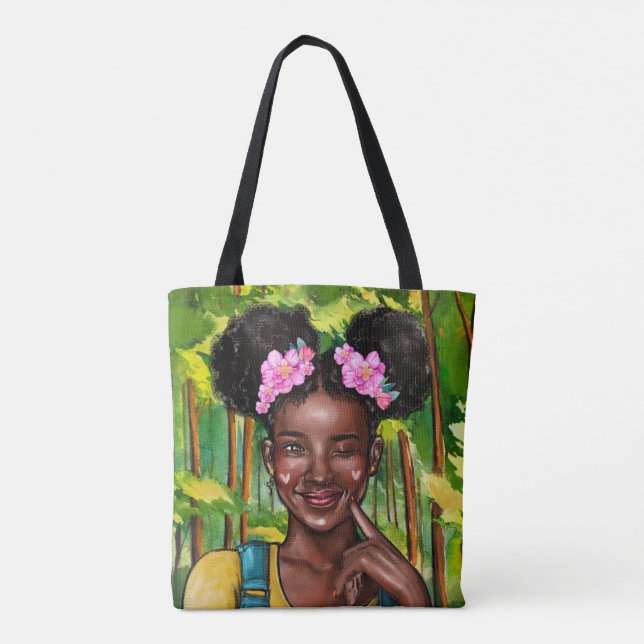 Blinzeln der Afro-Mädchen-Tasche Tasche (Rückseite)