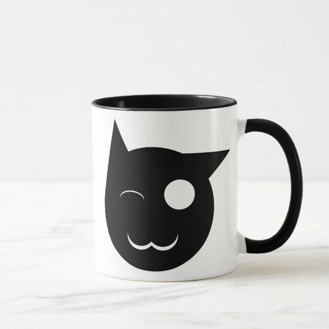 Blinzeln der schwarze Katzen-Schale Tasse (Rechts)