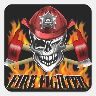 Blinzeln des Feuerwehrmann-Schädels und der Quadratischer Aufkleber