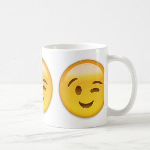 Blinzeln des Gesichtes Emoij Kaffeetasse