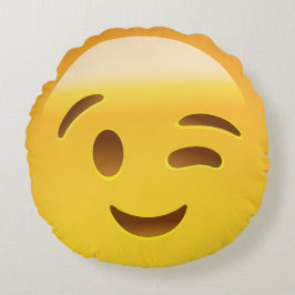Blinzeln des Gesichtes Emoij Rundes Kissen