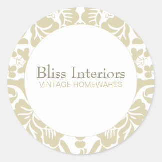 Bliss Chic Damask Blumenaufkleber Runder Aufkleber