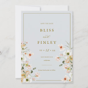 BLISS Floral Save The Date Minimale Hochzeitskarte