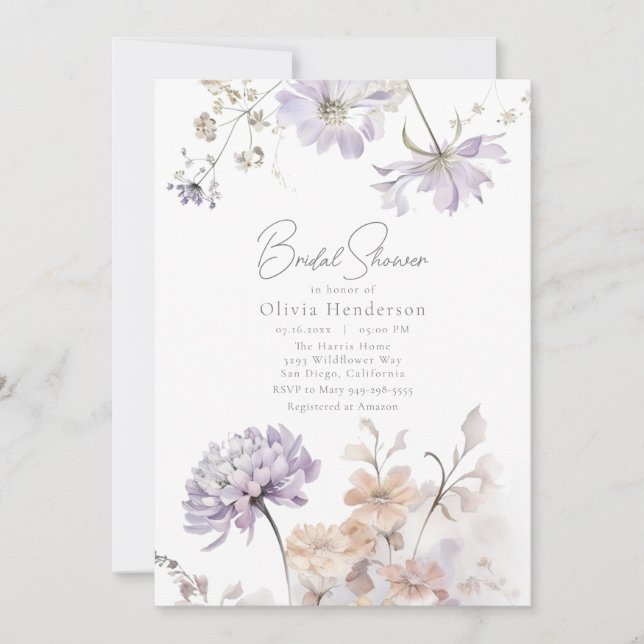 Bliss - Lilac und Lavender Brautparty Einladung (Vorderseite)