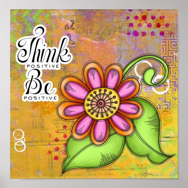 Bliss Positive Thought Doodle Blume Poster (Vorne)
