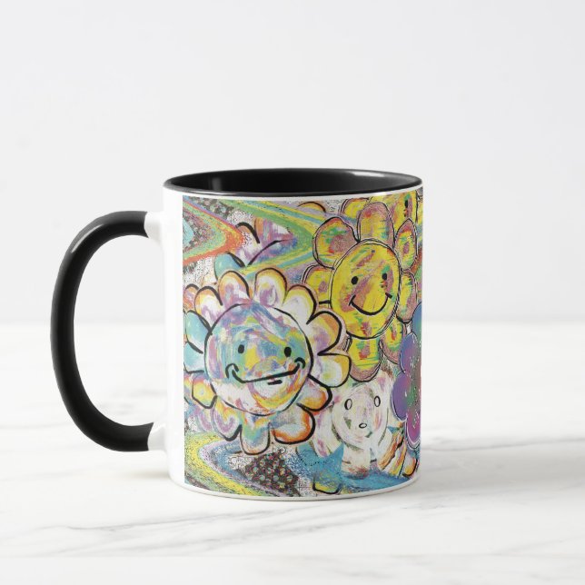 Blissed Out Psychedelic Flowers Tasse (Links)