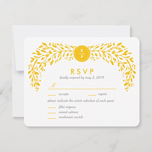 Blisses Laurel EDITABLE FARBE RSVP Card Karte (Vorderseite)