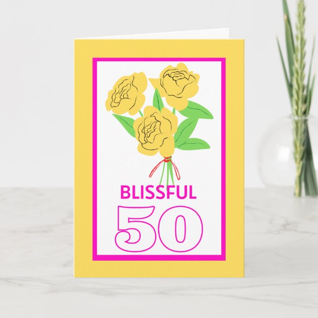 Blissful 50 Gold Wedding Anniversary Rose Karte (Vorderseite)