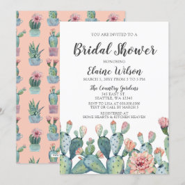 Blissful Blush Cactus Wedding Brautparty Einladung
