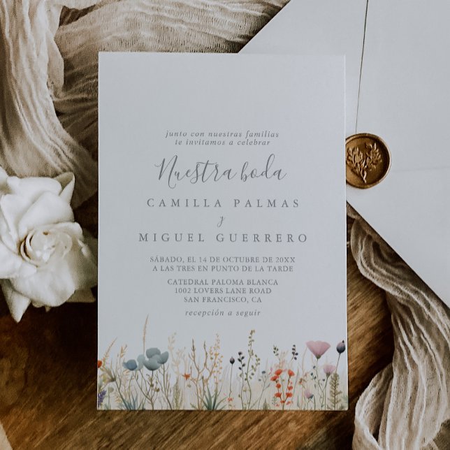Blissful Boho Wildblume Nuestra Boda Wedding Einladung (Von Creator hochgeladen)