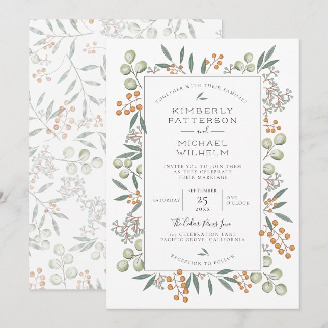 Blissful Bounty Botanical Wedding Suite Einladung (Vorne/Hinten)