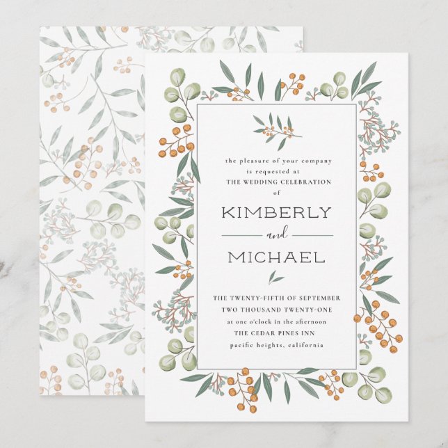 Blissful Bounty Botanical Wedding Suite Einladung (Vorne/Hinten)