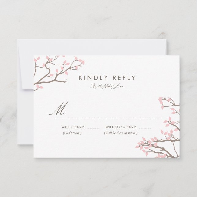 Blissful Branches Wedding RSVP Karte (Vorderseite)
