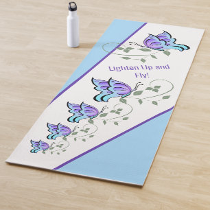 Blissful Butterfly Yoga Mat (blau) - Personalisier Yogamatte
