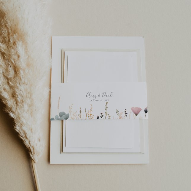 Blissful Colorful Boho Wildflower Wedding  Einladungsbanderole (Von Creator hochgeladen)