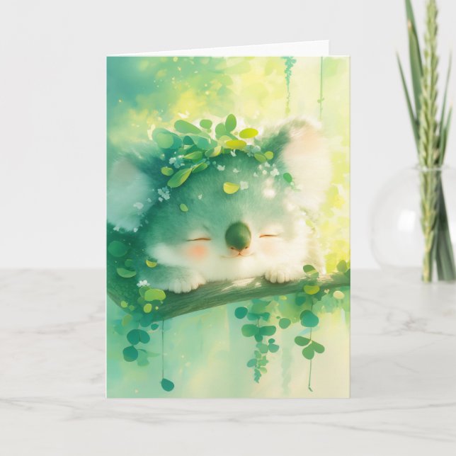 Blissful Koala im grünen Paradies Karte (Vorderseite)