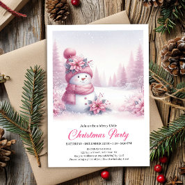 Blissful Snowy Pink Snowman Editable Kids Christma Einladung