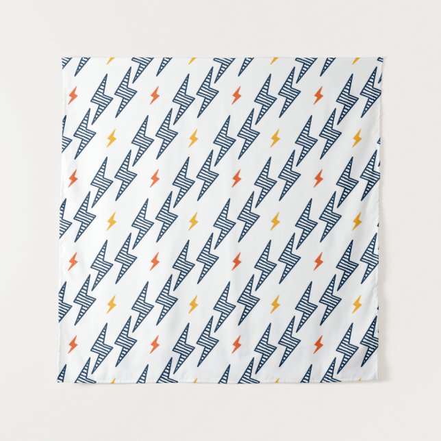 Blitz Bolzen Doodle Nahtloser Blitz Wandteppich (Vorderseite)
