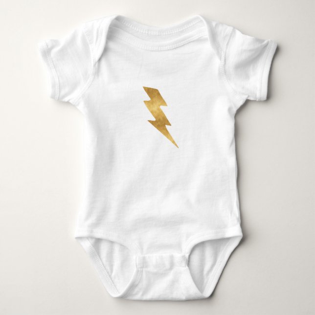 Blitz-Bolzen im metallischen Gold Baby Strampler (Vorderseite)