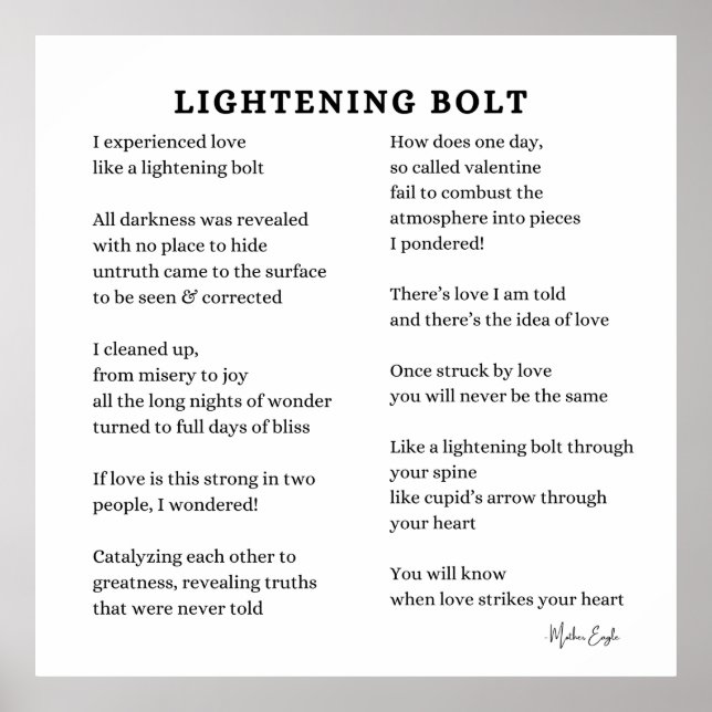 Blitz-Liebe Gedicht Poesie Wand Poster (Vorne)