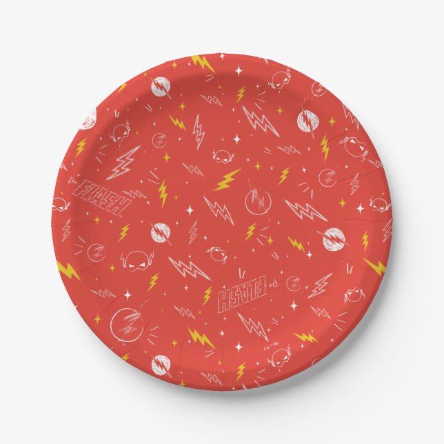 Blitz-Logo und Doodle-Muster Pappteller (Vorderseite)