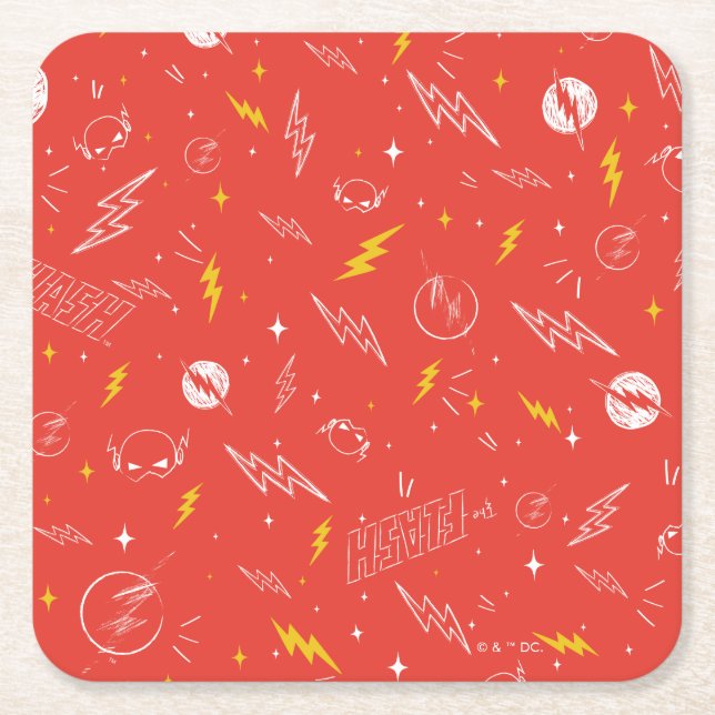 Blitz-Logo und Doodle-Muster Rechteckiger Pappuntersetzer (Vorderseite)